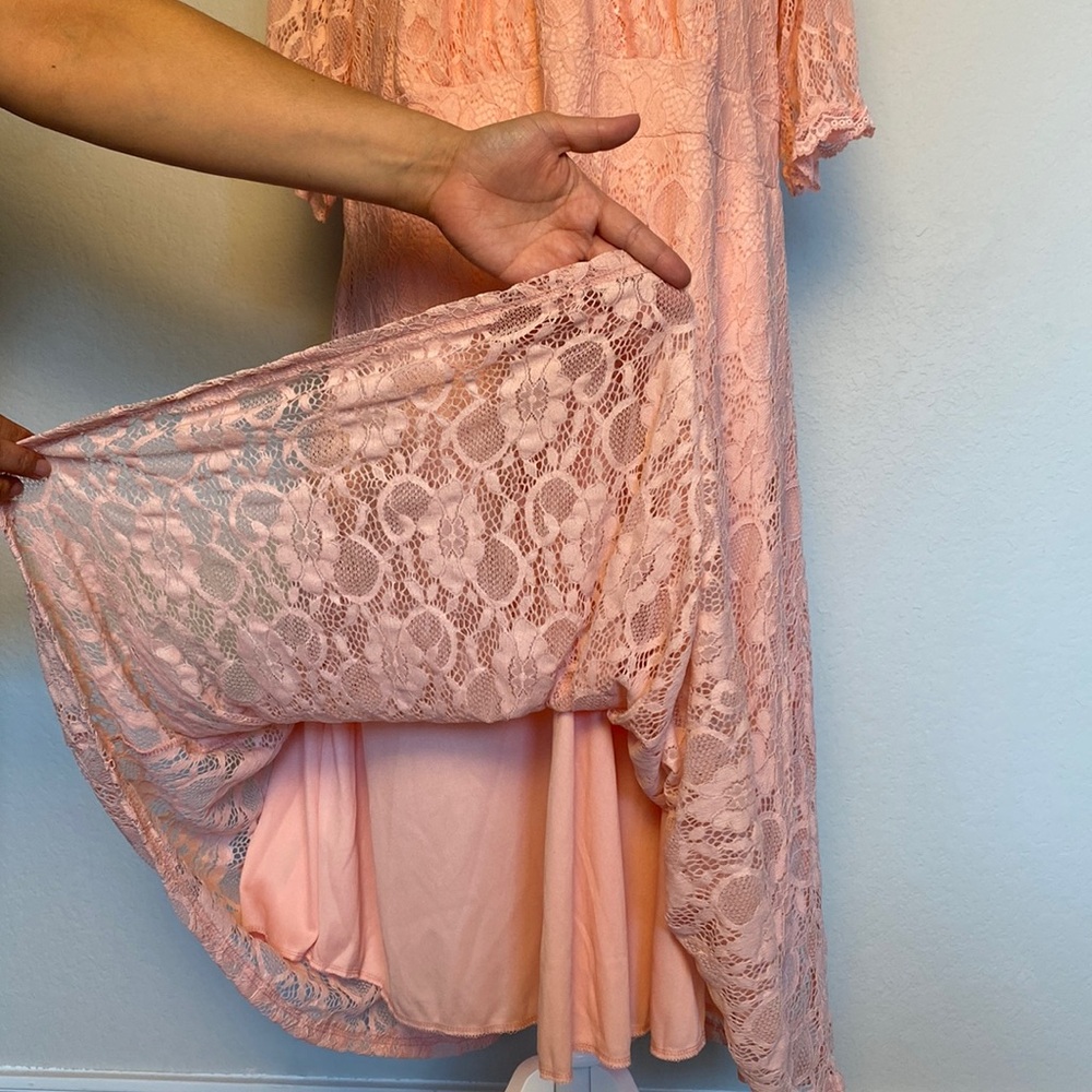 Peach Lace Elegant Dress by Pinup - Picture 6 of 7